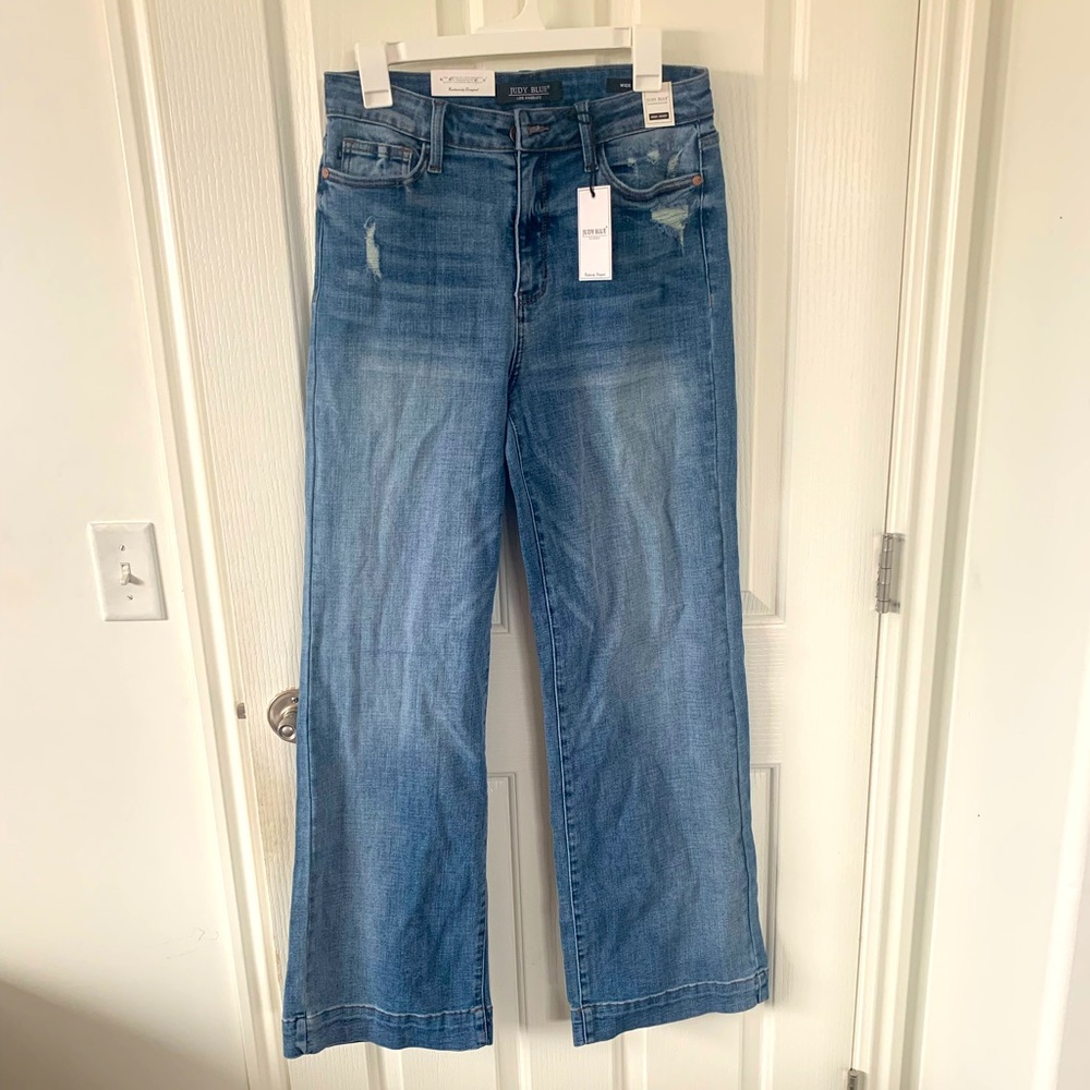 NWT Judy Blue wide leg pants distressed size 9/29